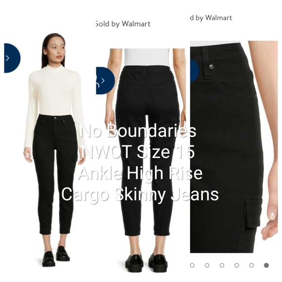 No Boundaries NWOT size 15 Ankle High Rise Cargo Skinny Jeans - Picture 1 of 3